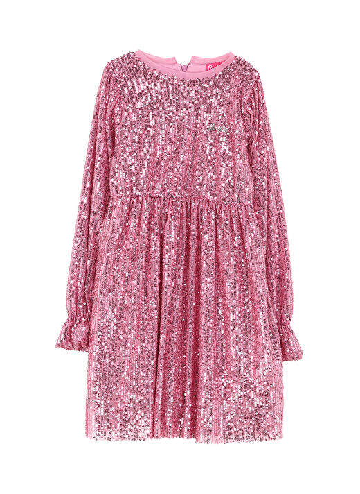 Barbie Pembe Kız Çocuk Payetli Abiye Elbise BRB4WG-ELB6090 1