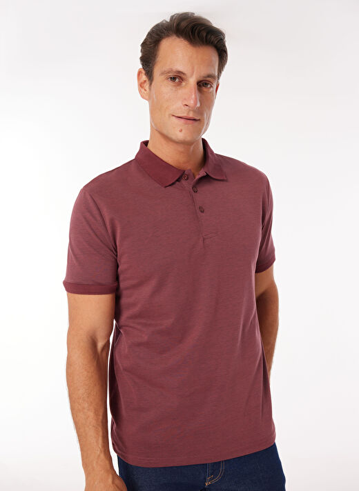 Fabrika Düz Bordo Erkek Polo T-Shirt F4SM-TST 0942 4