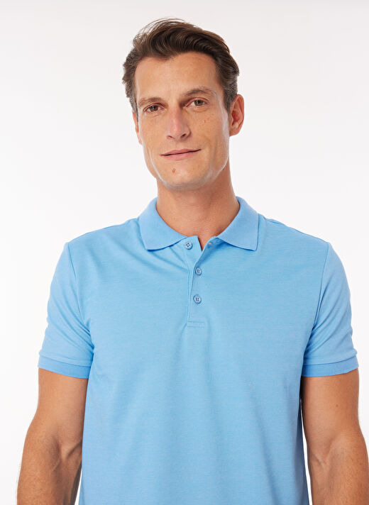 Fabrika Düz Açık Mavi Erkek Polo T-Shirt F4SM-TST 0942 3