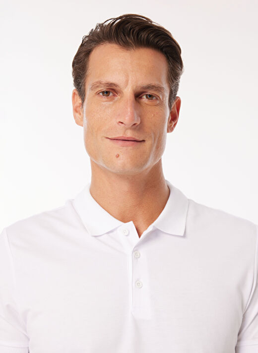 Fabrika Düz Beyaz Erkek Polo T-Shirt F4SM-TST 0942 1