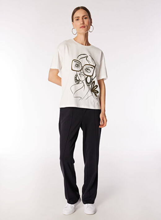 Fabrika Kırık Beyaz Kadın Basic Baskılı T-Shirt F4WL-TST0232 2