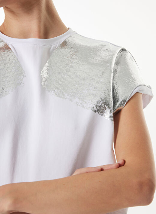 Fabrika Beyaz Kadın Basic Baskılı T-Shirt F4WL-TST0119  4