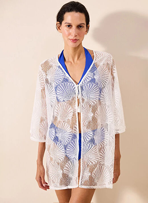 Penti Düz Beyaz Kadın Kimono PLCD8L0524IY 1
