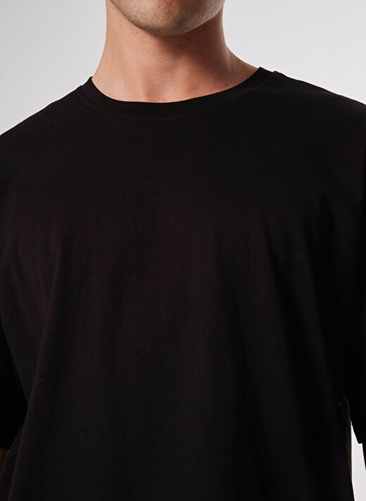 Limon Siyah Erkek Loose Fit Düz T-Shirt L4WM-TST9505  4