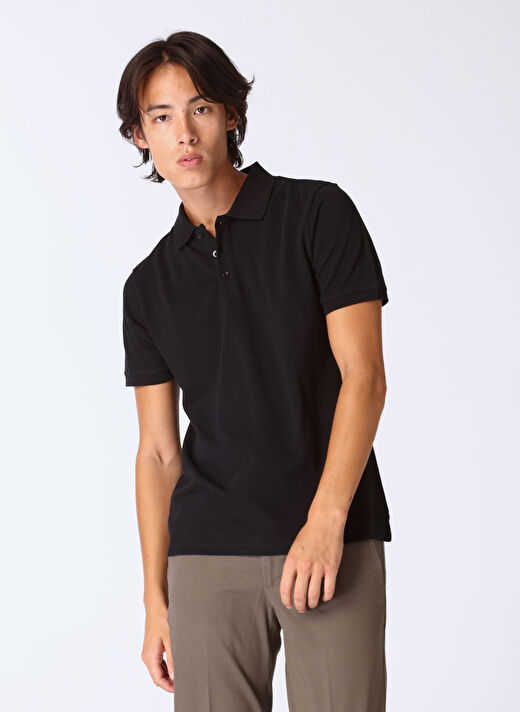 Limon Siyah Erkek Basic Düz Polo T-Shirt L4WM-TST9506  1