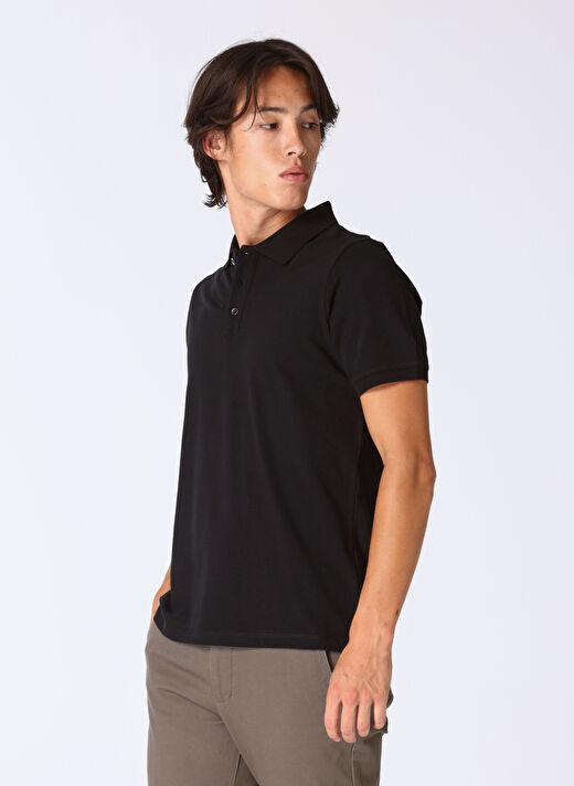 Limon Siyah Erkek Basic Düz Polo T-Shirt L4WM-TST9506  2