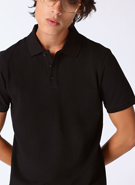 Limon Siyah Erkek Basic Düz Polo T-Shirt L4WM-TST9506  3
