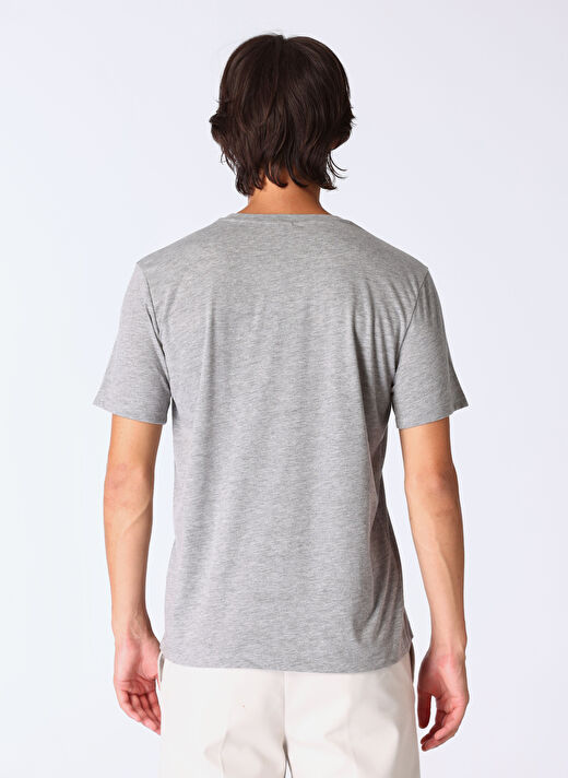 Limon Gri Melanj Erkek Basic Düz T-Shirt L4WM-TST9503  4