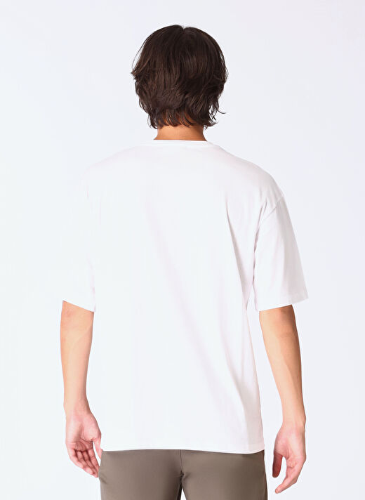 Limon Beyaz Erkek Loose Fit Düz T-Shirt L4WM-TST9505  4