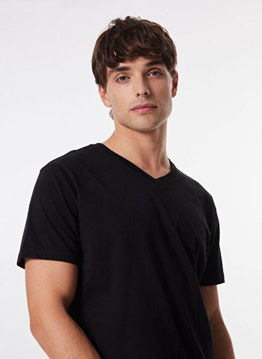 Limon Siyah Erkek Basic Düz T-Shirt L4WM-TST9503  1