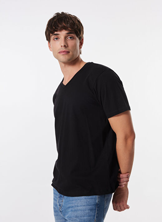 Limon Siyah Erkek Basic Düz T-Shirt L4WM-TST9503  2