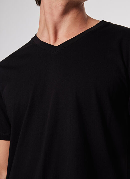 Limon Siyah Erkek Basic Düz T-Shirt L4WM-TST9503  4