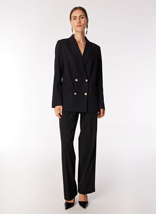 Fabrika Lacivert Kadın Kruvaze Blazer  F4WL-CKT0211 2