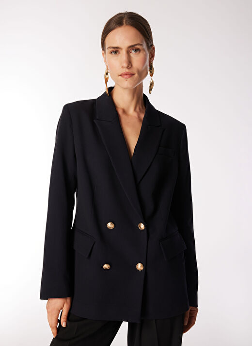 Fabrika Lacivert Kadın Kruvaze Blazer  F4WL-CKT0211 3