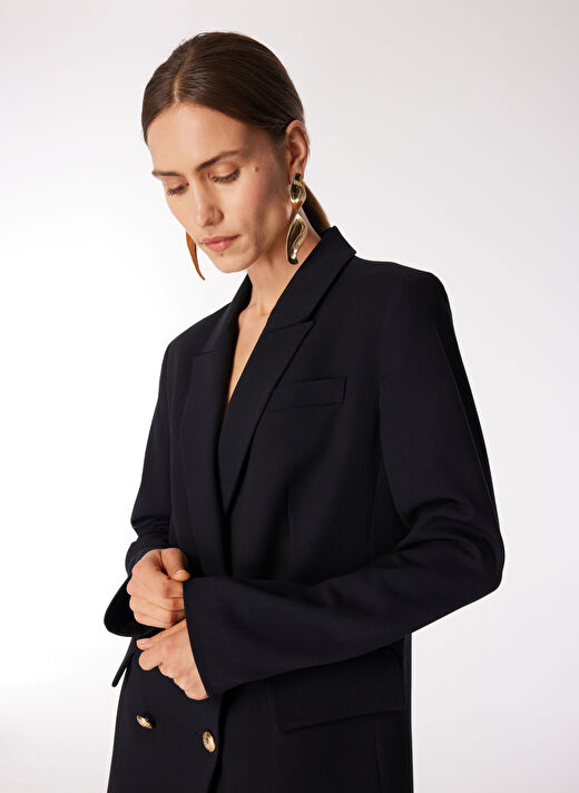 Fabrika Lacivert Kadın Kruvaze Blazer  F4WL-CKT0211 4