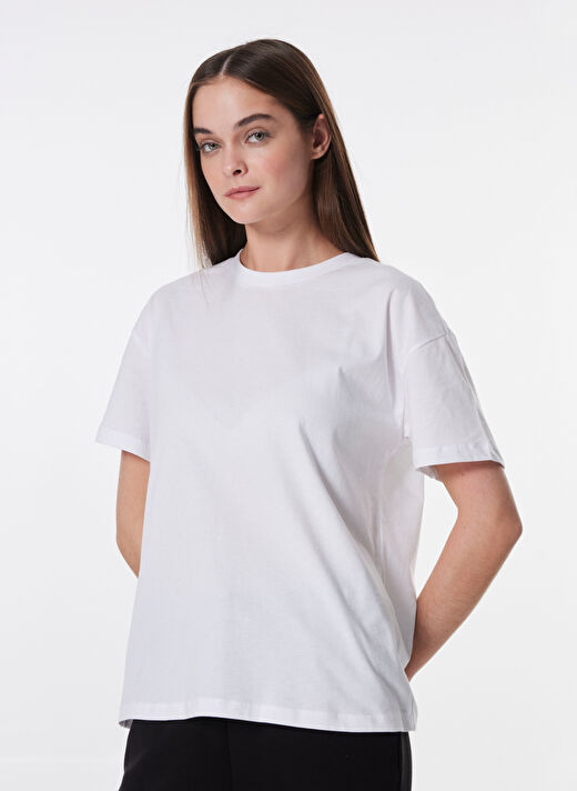 Limon Beyaz Kadın Relaxed Düz T-Shirt L4WL-TST-9000  2