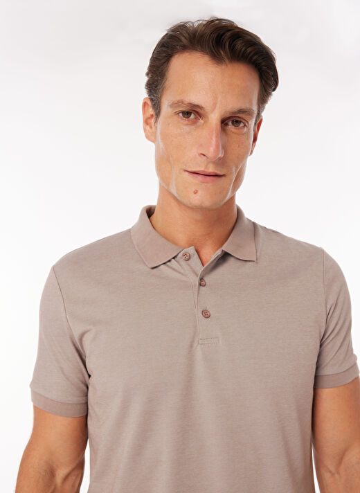 Fabrika Düz Bej Erkek Polo T-Shirt F4SM-TST 0942 3