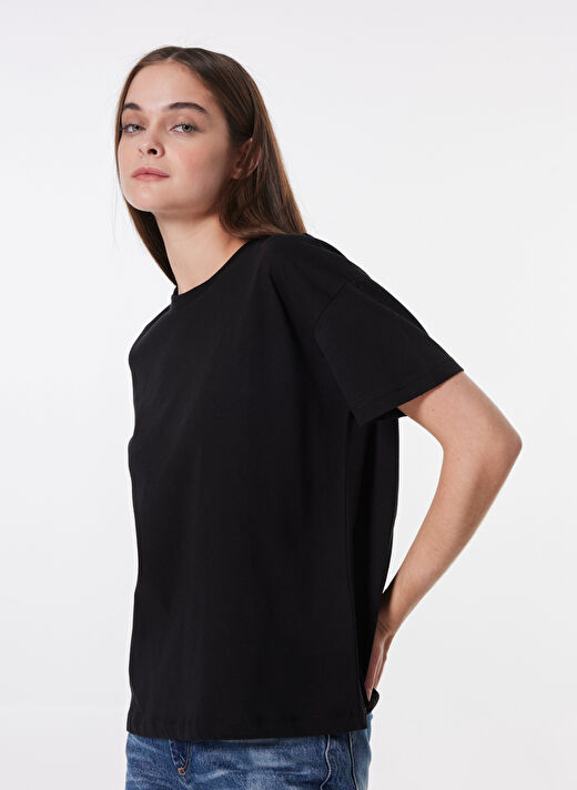 Limon Siyah Kadın Relaxed Düz T-Shirt L4WL-TST-9000  2