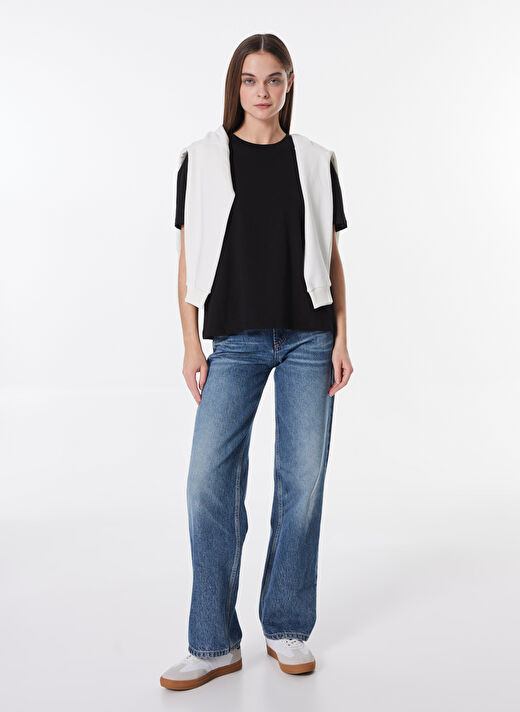 Limon Siyah Kadın Relaxed Düz T-Shirt L4WL-TST-9000  3