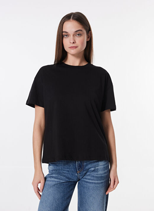 Limon Siyah Kadın Relaxed Düz T-Shirt L4WL-TST-9000  4