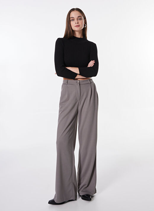 Limon Gri Melanj Kadın Regular Straight Düz Pantolon L4WL-PNT-9010  1