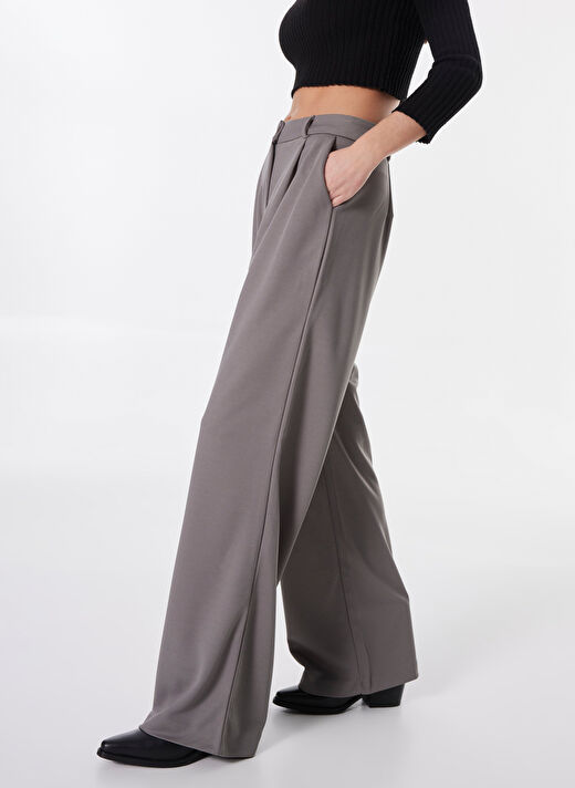 Limon Gri Melanj Kadın Regular Straight Düz Pantolon L4WL-PNT-9010  2
