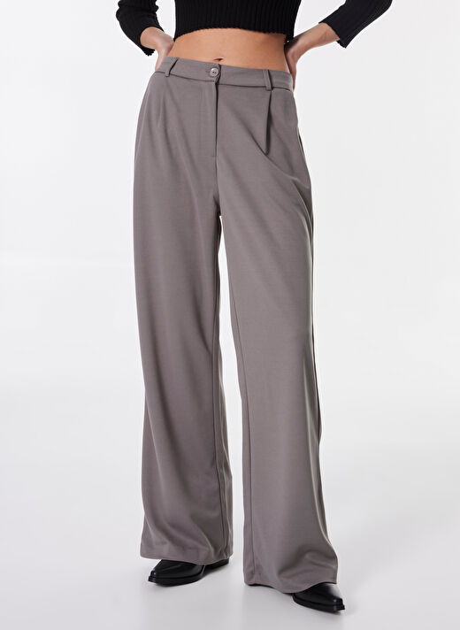 Limon Gri Melanj Kadın Regular Straight Düz Pantolon L4WL-PNT-9010  3
