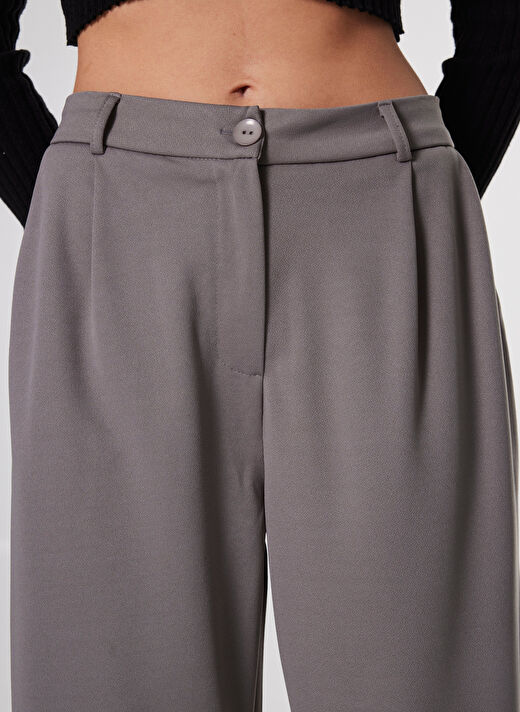 Limon Gri Melanj Kadın Regular Straight Düz Pantolon L4WL-PNT-9010  4