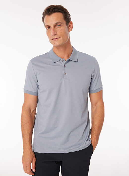 Fabrika Düz Gri Erkek Polo T-Shirt F4SM-TST 0942 2