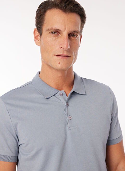 Fabrika Düz Gri Erkek Polo T-Shirt F4SM-TST 0942 3