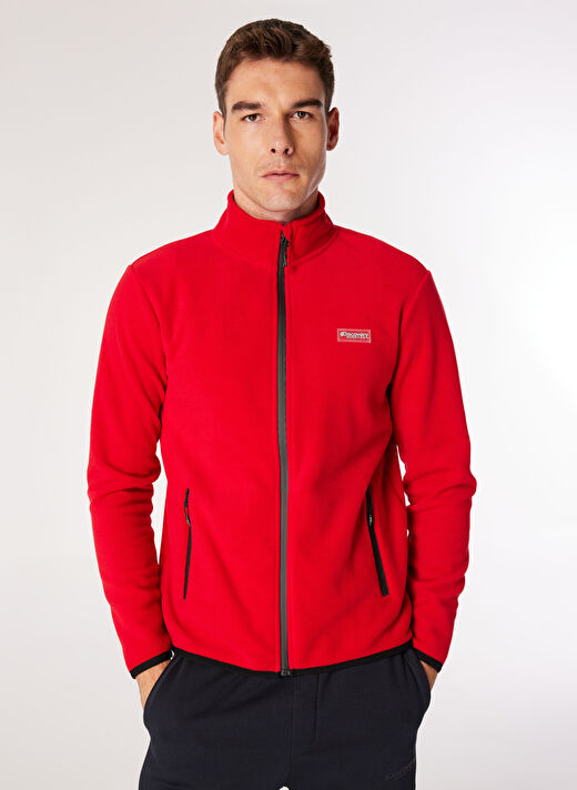 Discovery Expedition Kırmızı Erkek Dik Basic Düz Polar Sweatshırt D4WM-SWT3994  1