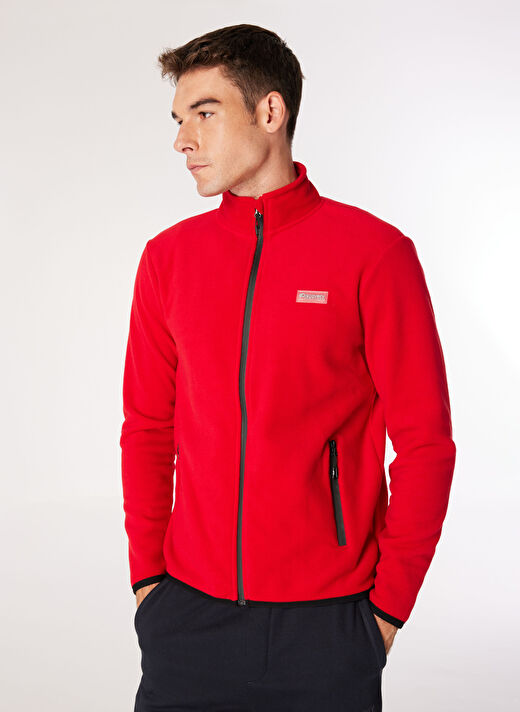 Discovery Expedition Kırmızı Erkek Dik Basic Düz Polar Sweatshırt D4WM-SWT3994  3