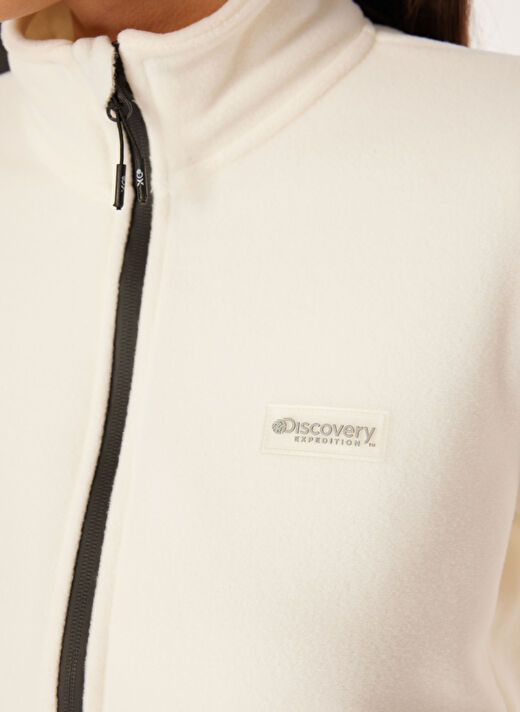 Discovery Expedition Beyaz Kadın Dik Yaka Basic Polar Sweatshırt D4WL-SWT3928 4
