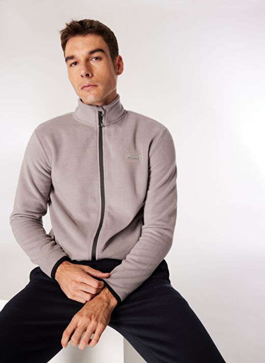 Discovery Expedition Gri Erkek Dik Yaka Basic Polar Sweatshırt D4WM-SWT3994 1