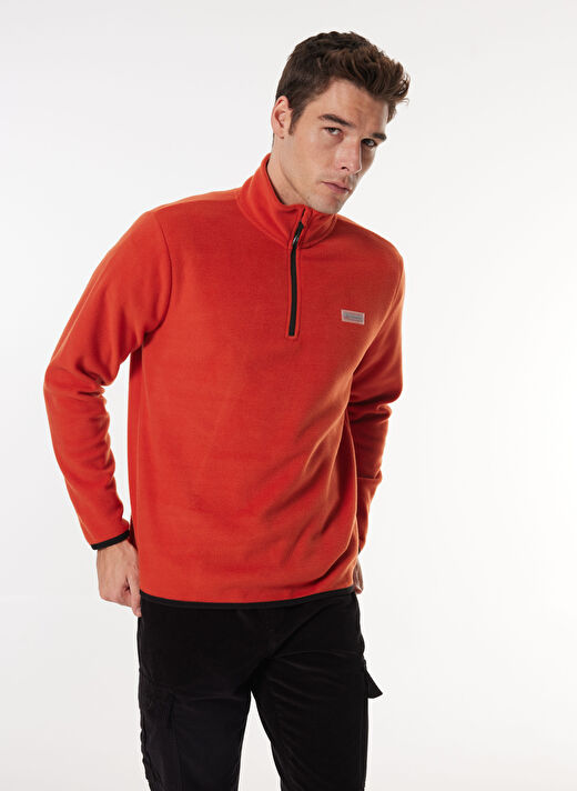 Discovery Expedition Kiremit Erkek Dik Yaka Basic Polar Sweatshırt D4WM-SWT3993 1