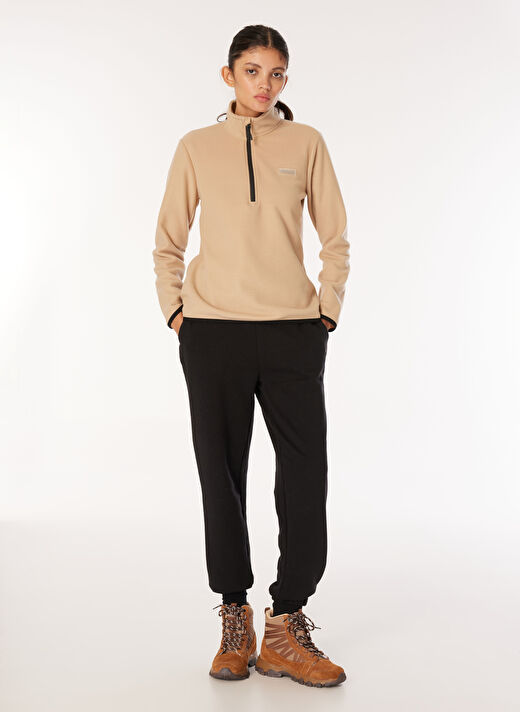 Discovery Expedition Bej Kadın Dik Yaka Basic Polar Sweatshırt D4WL-SWT3929 2