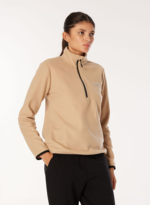 Discovery Expedition Bej Kadın Dik Yaka Basic Polar Sweatshırt D4WL-SWT3929 3