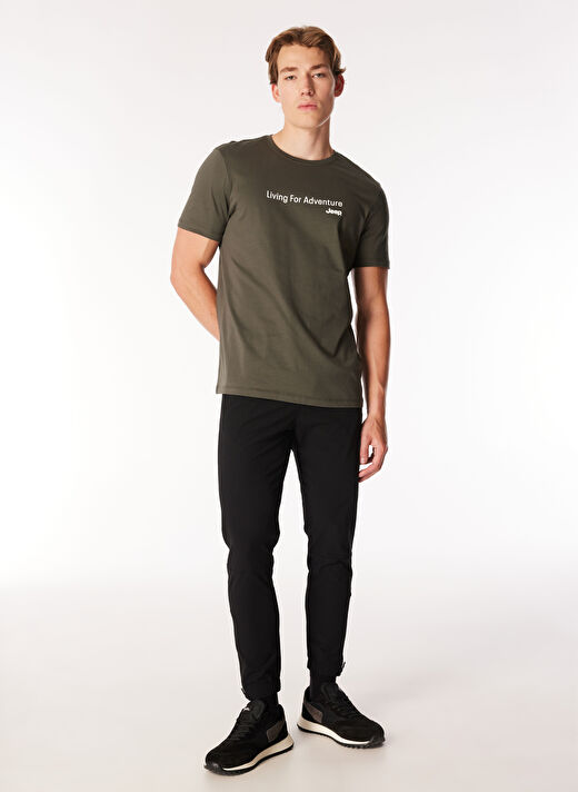 Haki Erkek Bisiklet Yaka Relaxed Fit Baskılı Pamuk T-Shirt J4WM-TST7214   2