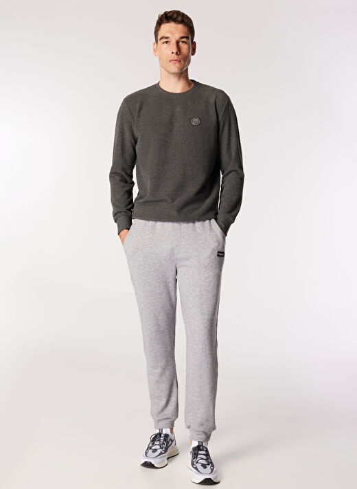 Discovery Expedition Antrasit Melanj Erkek Bisiklet Relaxed Düz Sweatshirt D4WM-SWT3931  2