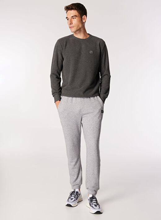 Discovery Expedition Antrasit Melanj Erkek Bisiklet Relaxed Düz Sweatshirt D4WM-SWT3931  3