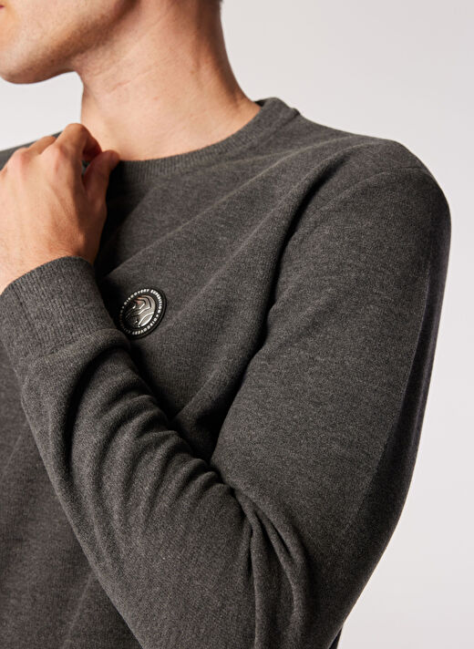 Discovery Expedition Antrasit Melanj Erkek Bisiklet Relaxed Düz Sweatshirt D4WM-SWT3931  4