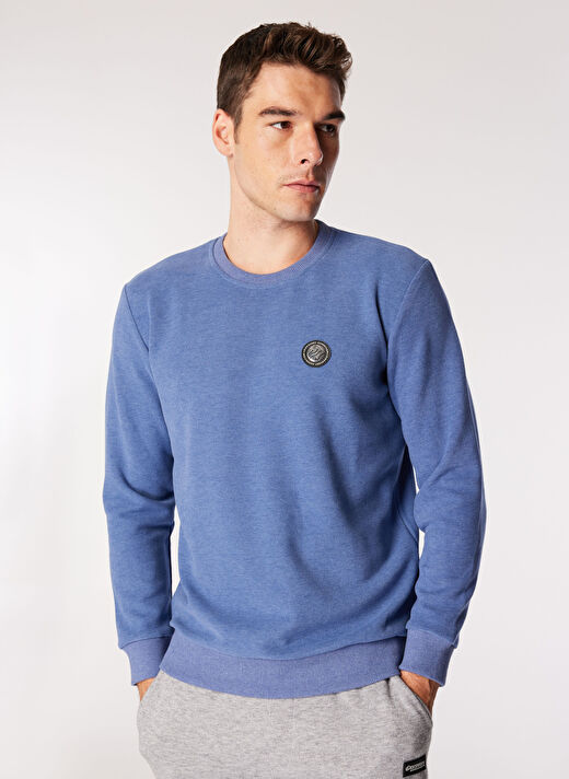 Discovery Expedition İndigo Melanj Erkek Bisiklet Yaka Relaxed Sweatshirt D4WM-SWT3931 1
