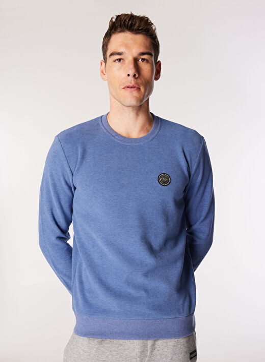 Discovery Expedition İndigo Melanj Erkek Bisiklet Yaka Relaxed Sweatshirt D4WM-SWT3931 3