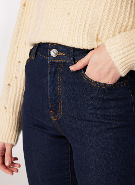 Jeep Flare Koyu İndigo Kadın Denim Pantolon J4WL-PNT7092 4