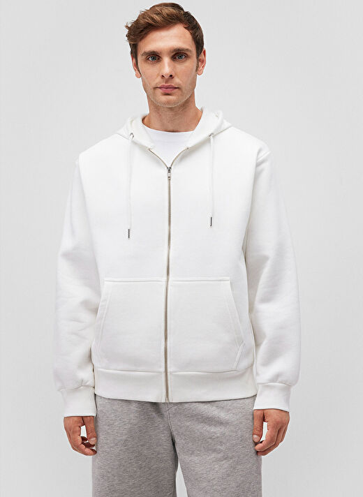 Mavi Beyaz Erkek Kapüşon Slim Fit Düz Sweatshirt M0S10277-70057_KAPÜŞONLU SWEATSHIRT  3