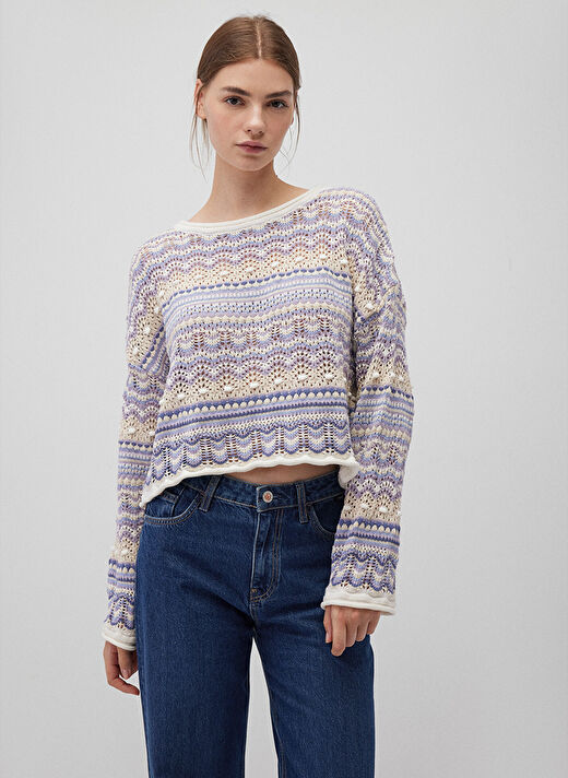 Mavi Kadın Mor Bisiklet Yaka Loose Fit Kazak M1710154-70538  2