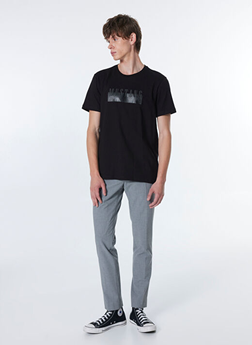 Mustang Siyah Erkek Relaxed Baskılı T-Shirt M4WM-TST-1563  2