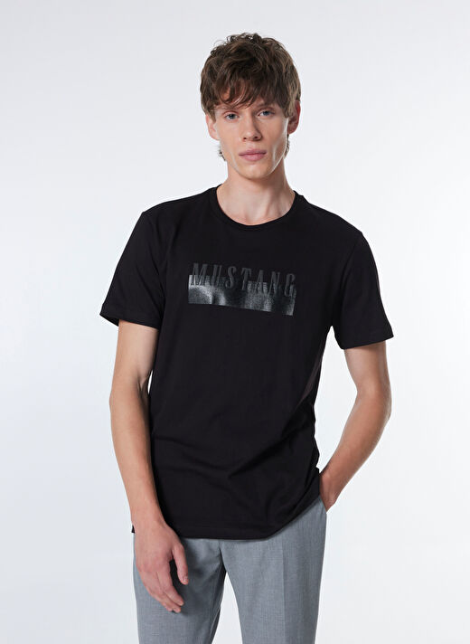 Mustang Siyah Erkek Relaxed Baskılı T-Shirt M4WM-TST-1563  3
