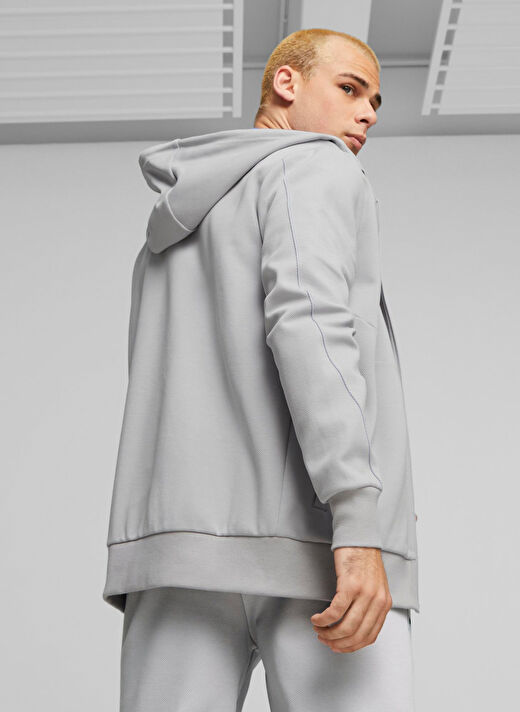 Puma Gri Erkek Fermuarlı Normal Düz Zip Ceket 62114702 MAPF1 Hooded Sweat Jacket  4