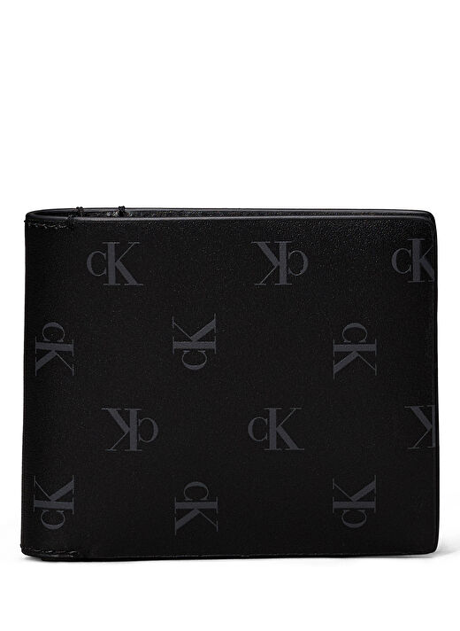 Calvin Klein Siyah Erkek Deri Cüzdan AOP BIFOLD W/COIN 1